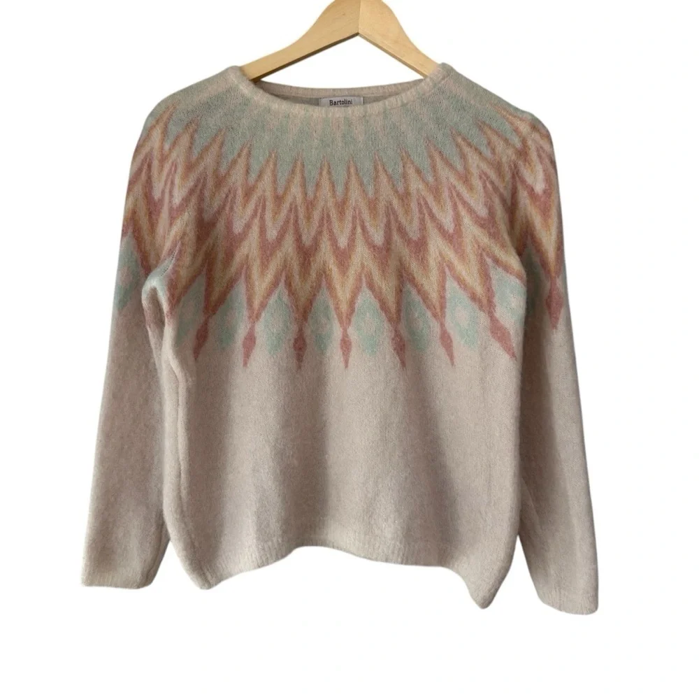 Bartolini Multicolor Chevron Alpaca Mohair Sweater, Medium